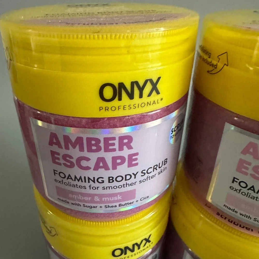 4pk Onyx Professional Amber Escape Foaming Body Scrub 16oz Shea Butter Cica